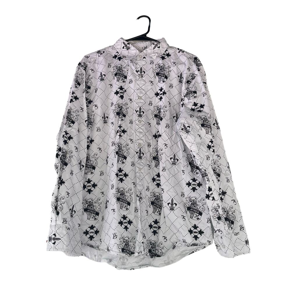 Alvirex Tattoo Men’s L Button Down Velveteen Accents Crown Streetwear Rock VTG